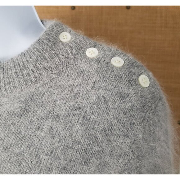 Vintage 1980 Filene's SM Lambswool Angora Argyle Sweater Shoulder Buttons Preppy - Picture 4 of 13